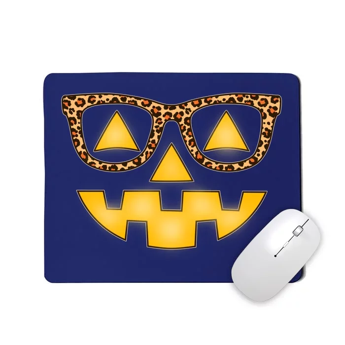 Cute Stylish Pumpkin Face With Glasses Mousepad