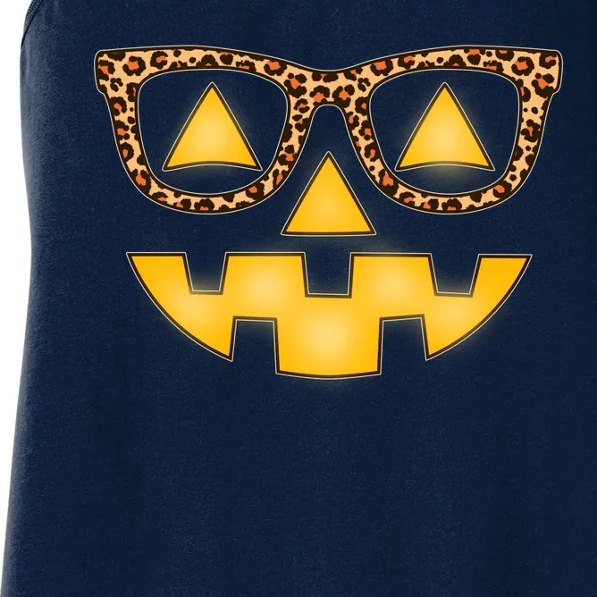 Cute Stylish Pumpkin Face With Glasses Women's Racerback Tank