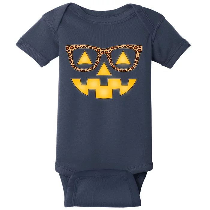 Cute Stylish Pumpkin Face With Glasses Baby Bodysuit