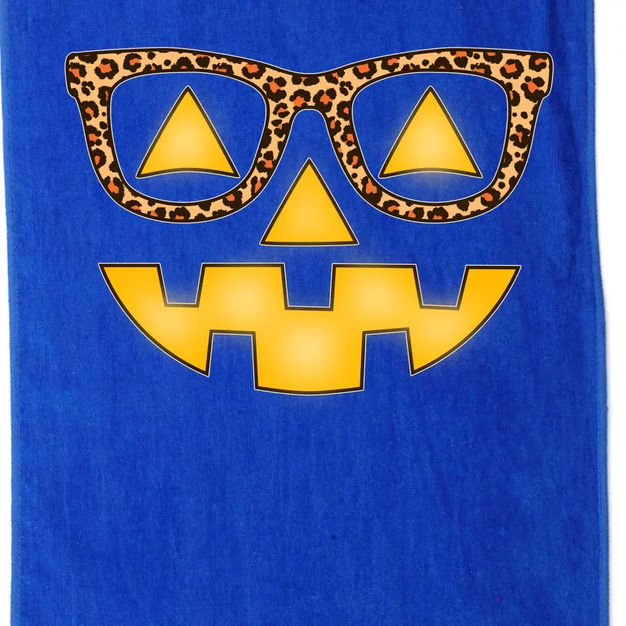 Cute Stylish Pumpkin Face With Glasses Platinum Collection Golf Towel