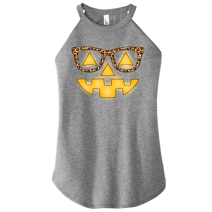 Cute Stylish Pumpkin Face With Glasses Women’s Perfect Tri Rocker Tank