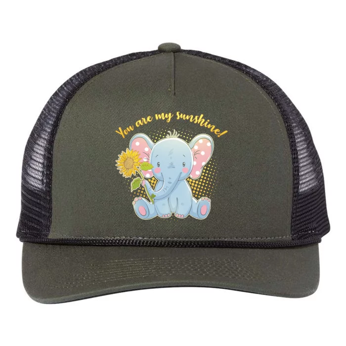 Cute Sunflower Elephant Sunshine Retro Rope Trucker Hat Cap