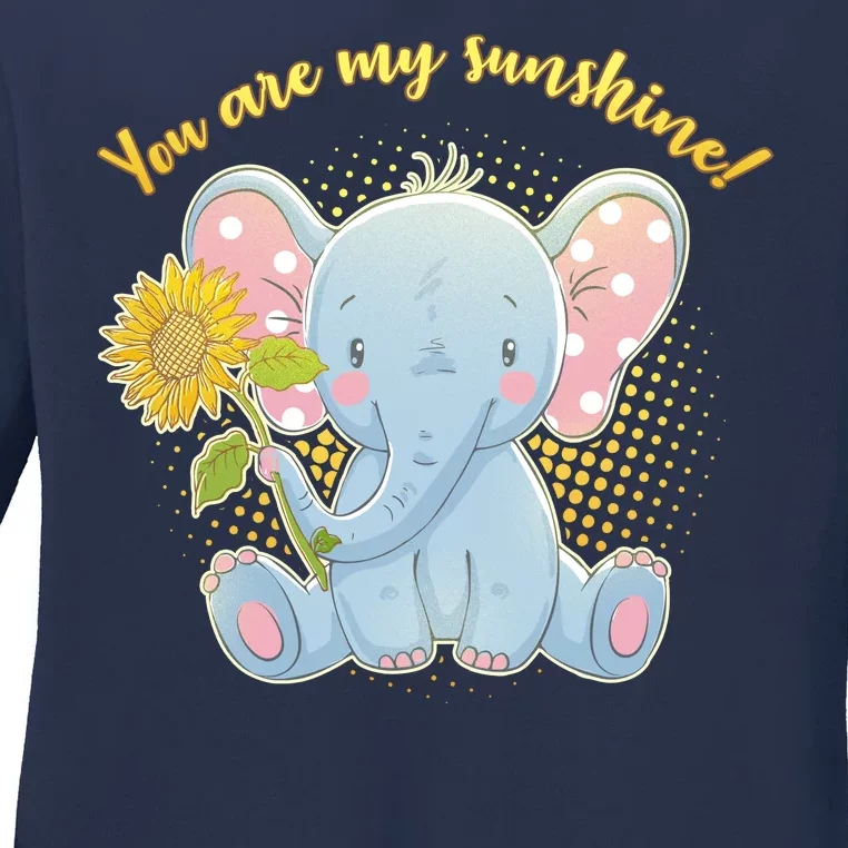 Cute Sunflower Elephant Sunshine Ladies Long Sleeve Shirt