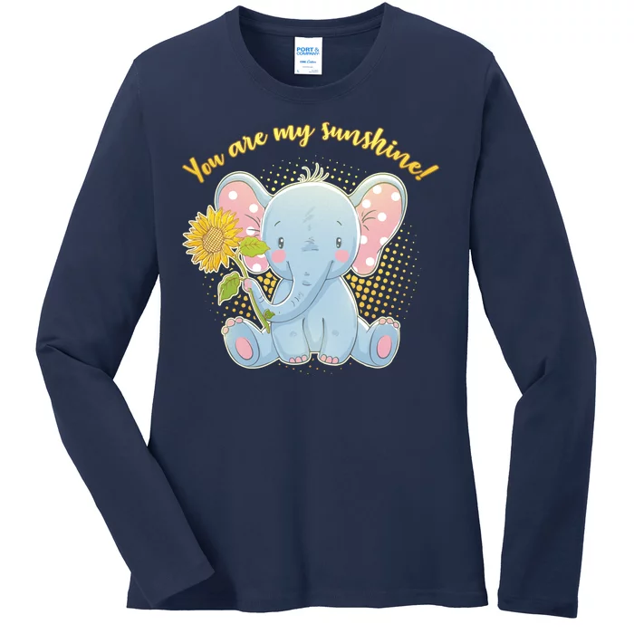 Cute Sunflower Elephant Sunshine Ladies Long Sleeve Shirt