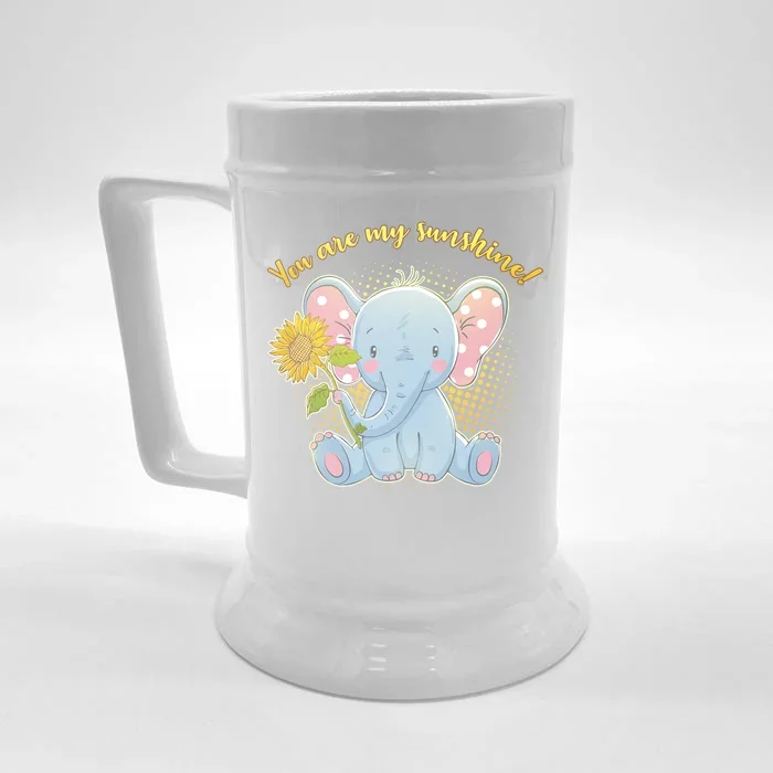 Cute Sunflower Elephant Sunshine Front & Back Beer Stein