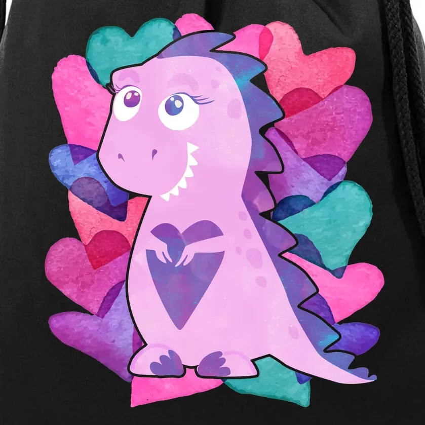 Cute T-Rex Valentine Full Of Hearts Drawstring Bag