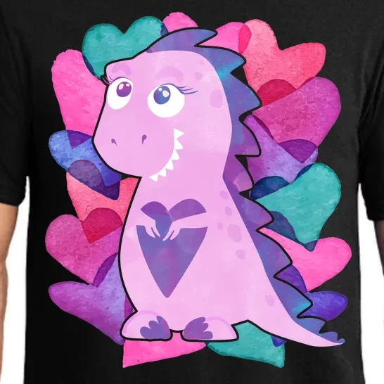 Cute T-Rex Valentine Full Of Hearts Pajama Set