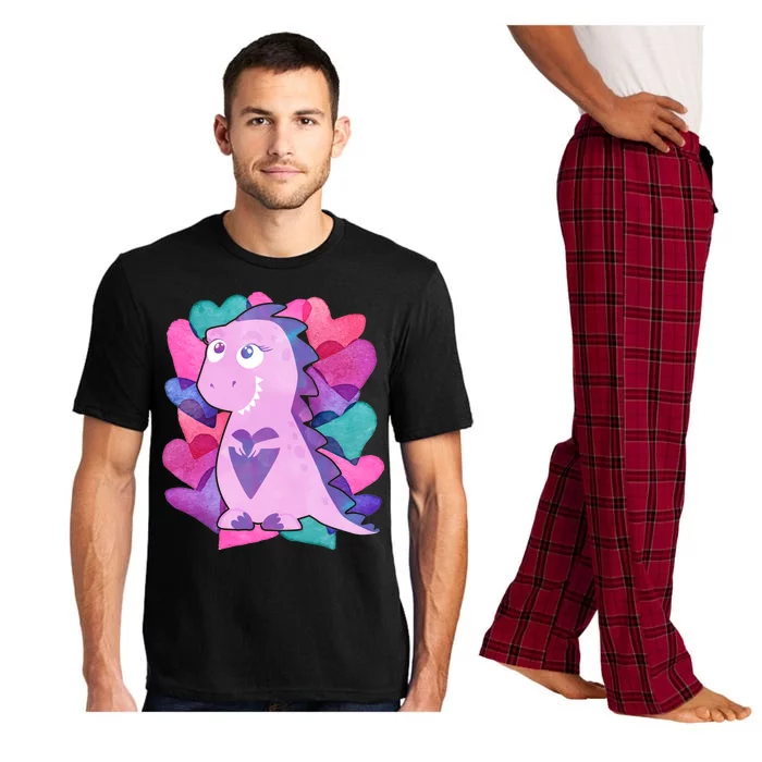 Cute T-Rex Valentine Full Of Hearts Pajama Set