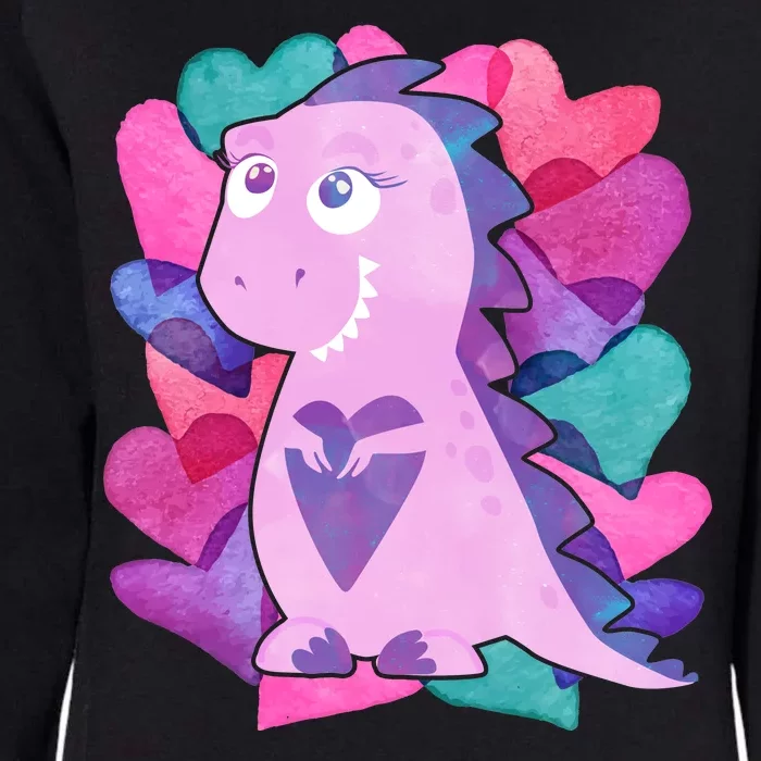 Cute T-Rex Valentine Full Of Hearts Womens California Wash Sweatshirt