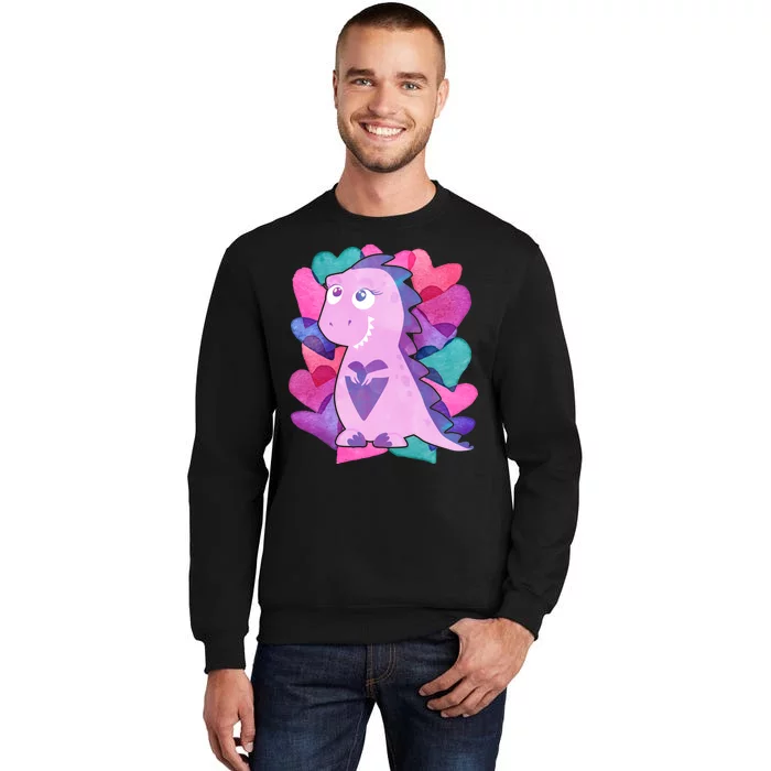 Cute T-Rex Valentine Full Of Hearts Tall Sweatshirt