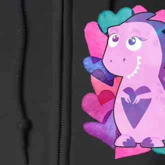 Cute T-Rex Valentine Full Of Hearts Full Zip Hoodie