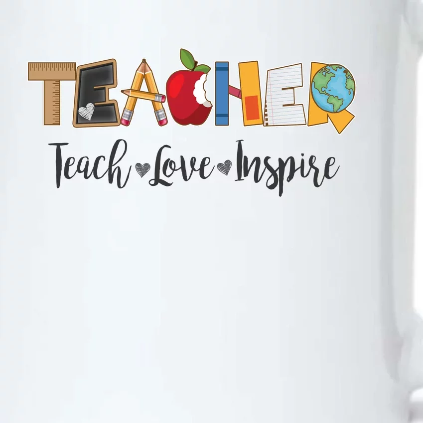 Cute Teacher Teach Love Inspire Black Color Changing Mug