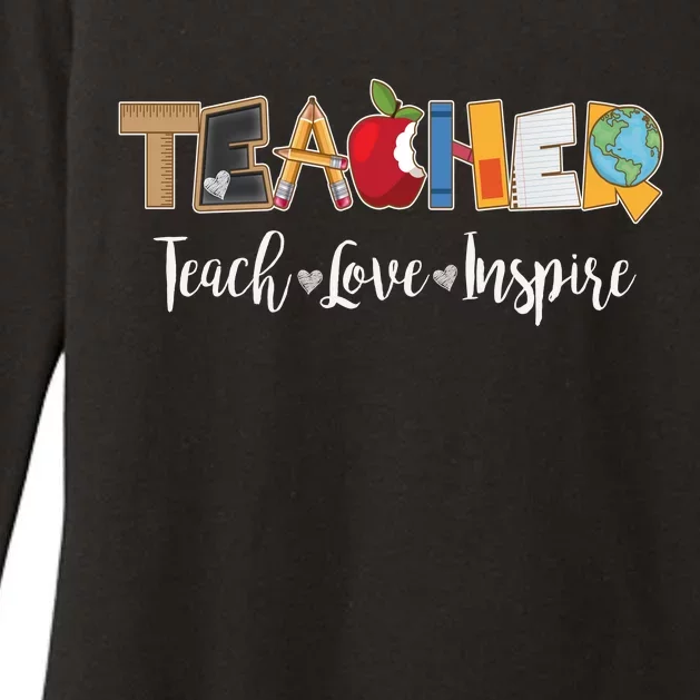 Cute Teacher Teach Love Inspire Womens CVC Long Sleeve Shirt