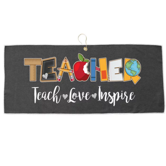 Cute Teacher Teach Love Inspire Large Microfiber Waffle Golf Towel