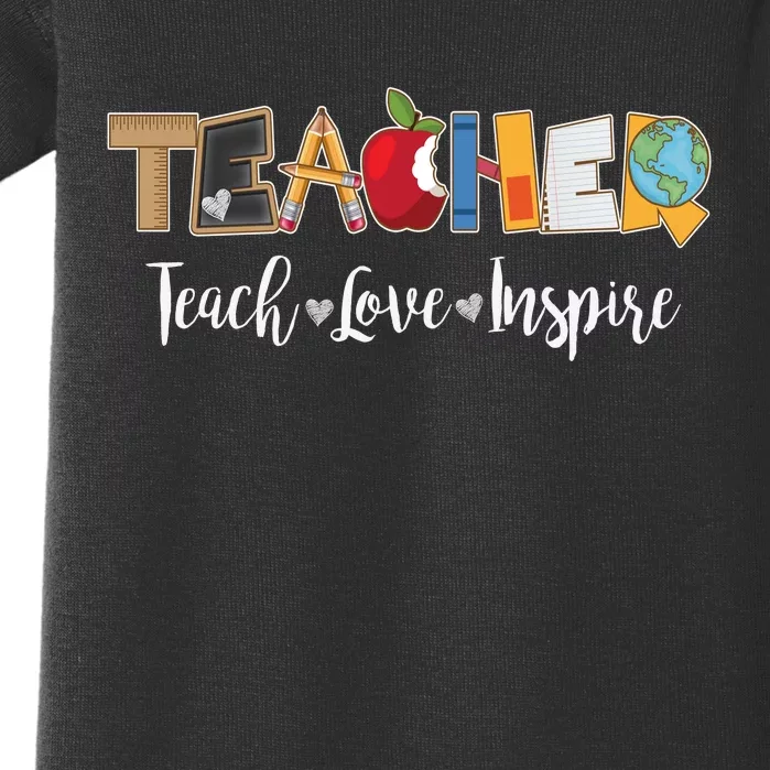 Cute Teacher Teach Love Inspire Baby Bodysuit