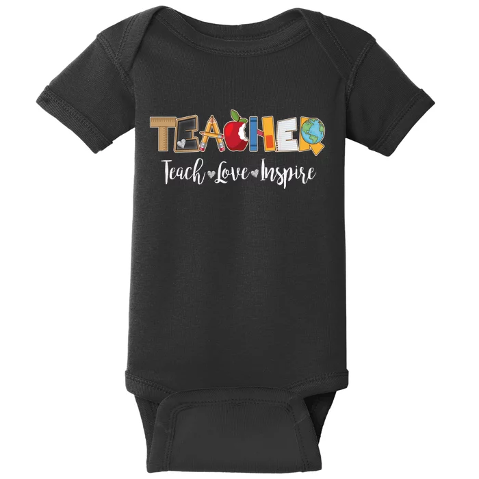 Cute Teacher Teach Love Inspire Baby Bodysuit