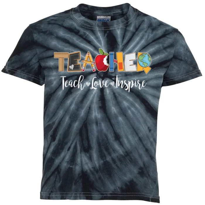 Cute Teacher Teach Love Inspire Kids Tie-Dye T-Shirt