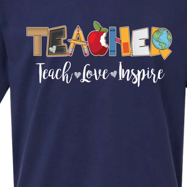 Cute Teacher Teach Love Inspire Sueded Cloud Jersey T-Shirt