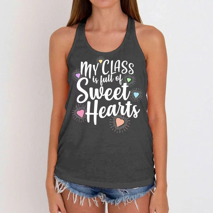 Cute Teachers Gift - My Class Is Full Of Sweet Hearts Women's Knotted Racerback Tank