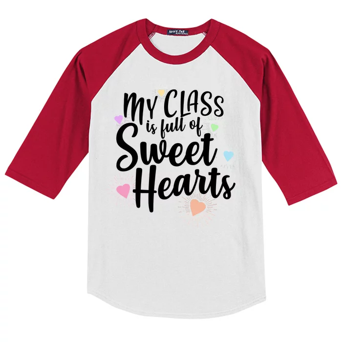 Cute Teachers Gift - My Class Is Full Of Sweet Hearts Kids Colorblock Raglan Jersey