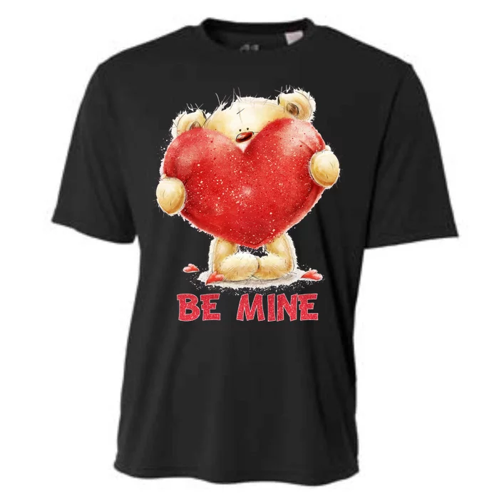 Cute Teddy Bear Holding Heart Be Mine Valentine's Day Cooling Performance Crew T-Shirt