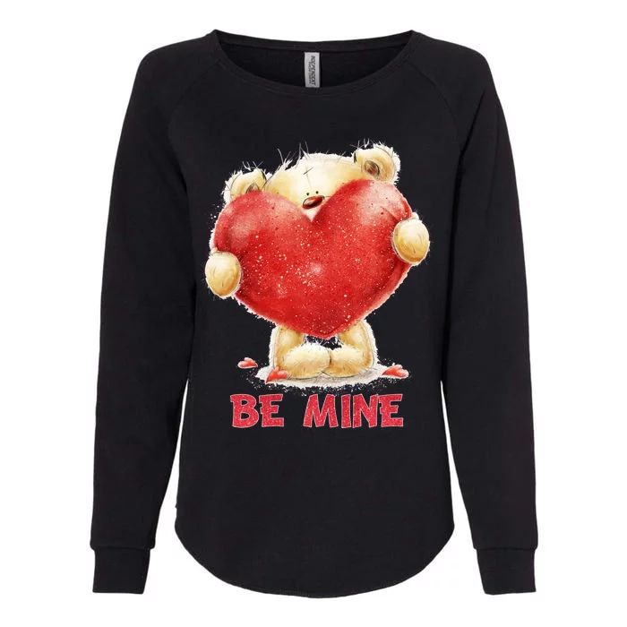 Cute Teddy Bear Holding Heart Be Mine Valentine's Day Womens California Wash Sweatshirt