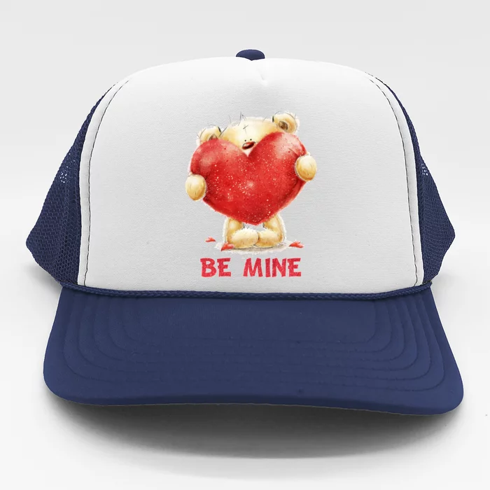 Cute Teddy Bear Holding Heart Be Mine Valentine's Day Trucker Hat