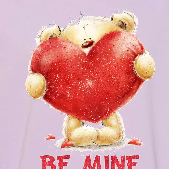 Cute Teddy Bear Holding Heart Be Mine Valentine's Day Garment-Dyed Sweatshirt