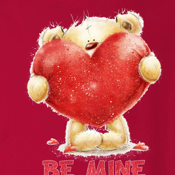 Cute Teddy Bear Holding Heart Be Mine Valentine's Day Toddler Long Sleeve Shirt