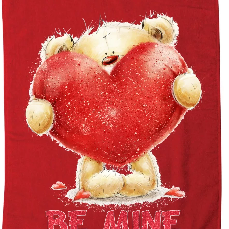 Cute Teddy Bear Holding Heart Be Mine Valentine's Day Platinum Collection Golf Towel