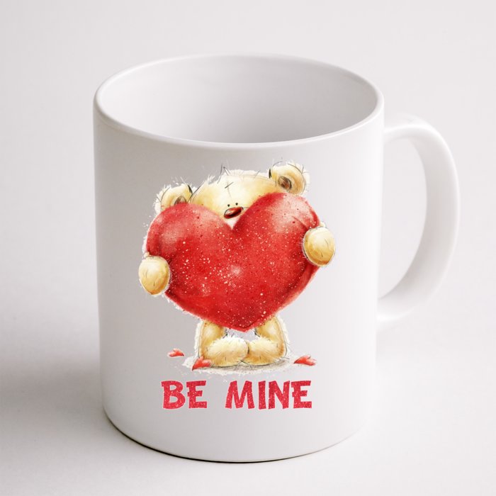 Cute Teddy Bear Holding Heart Be Mine Valentine's Day Front & Back Coffee Mug