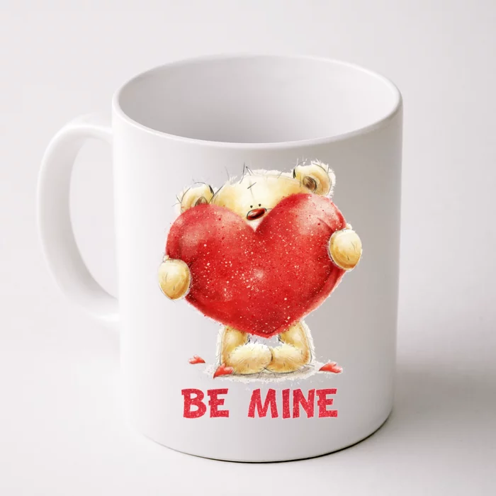 Cute Teddy Bear Holding Heart Be Mine Valentine's Day Front & Back Coffee Mug