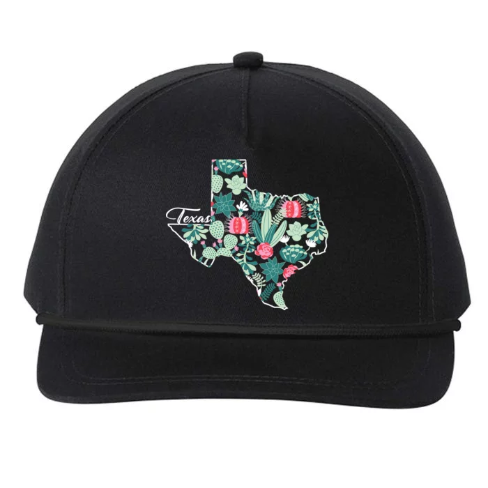 Cute Texas Cactus And Flowers Snapback Five-Panel Rope Hat