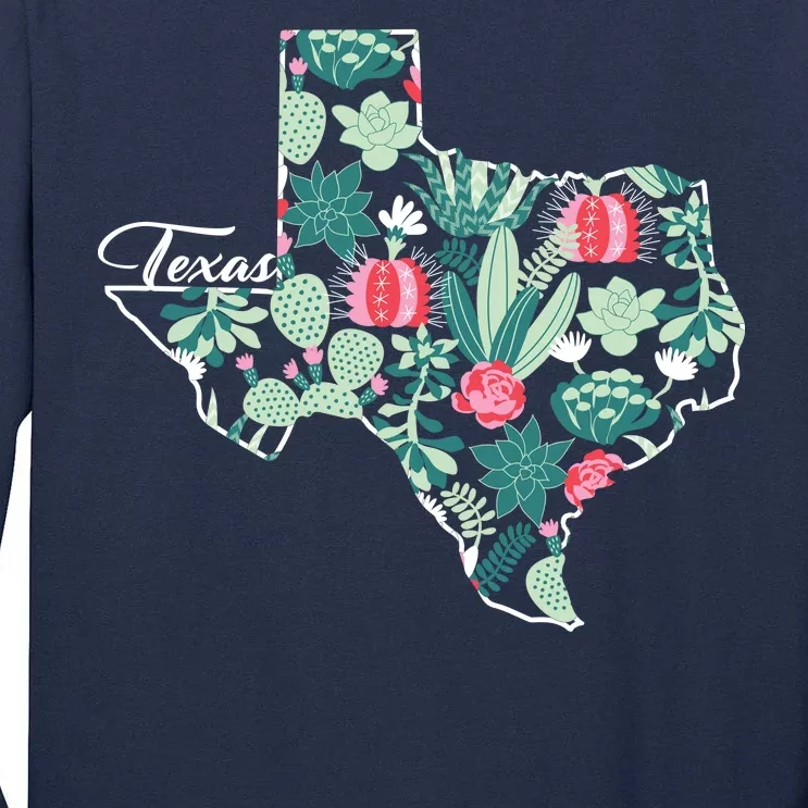 Cute Texas Cactus And Flowers Tall Long Sleeve T-Shirt