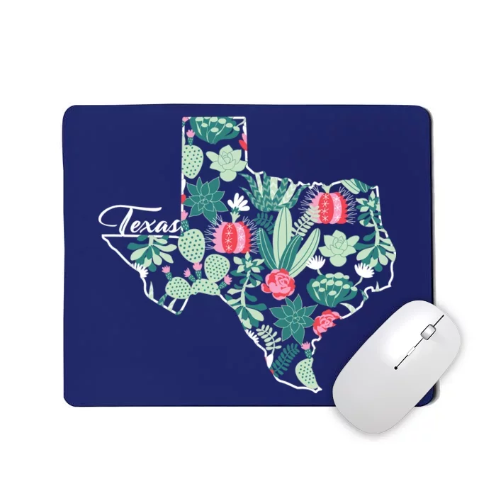 Cute Texas Cactus And Flowers Mousepad