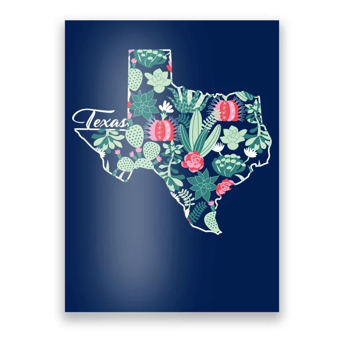 Cute Texas Cactus And Flowers Poster