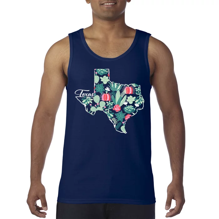 Cute Texas Cactus And Flowers Tank Top