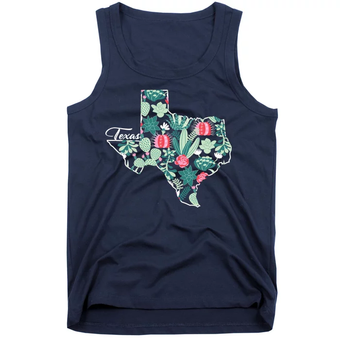 Cute Texas Cactus And Flowers Tank Top