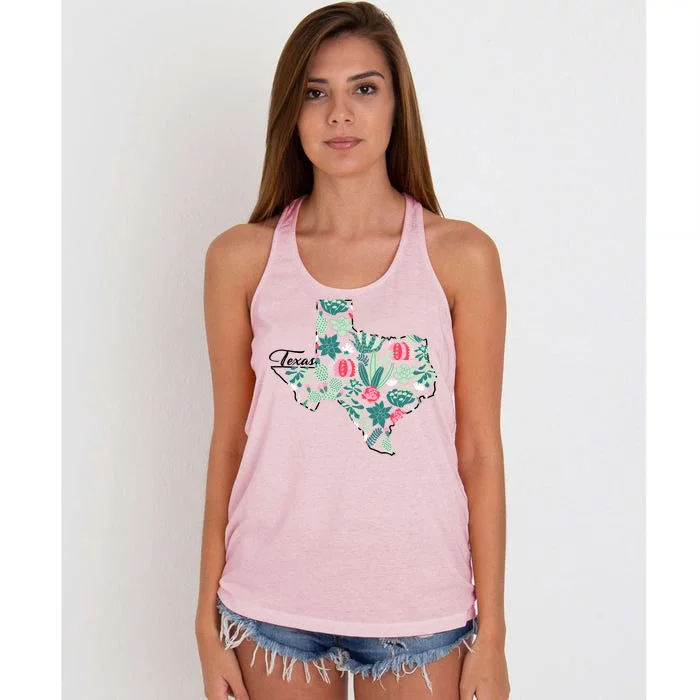 Cute Texas Cactus And Flowers Women's Knotted Racerback Tank