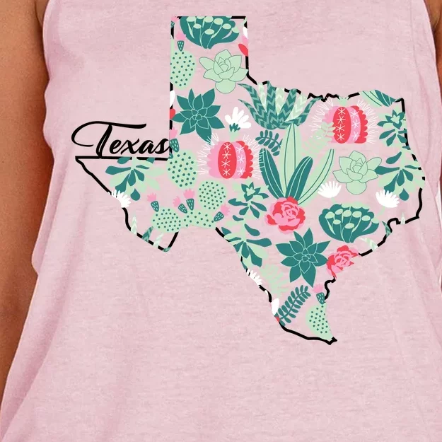 Cute Texas Cactus And Flowers Women's Knotted Racerback Tank