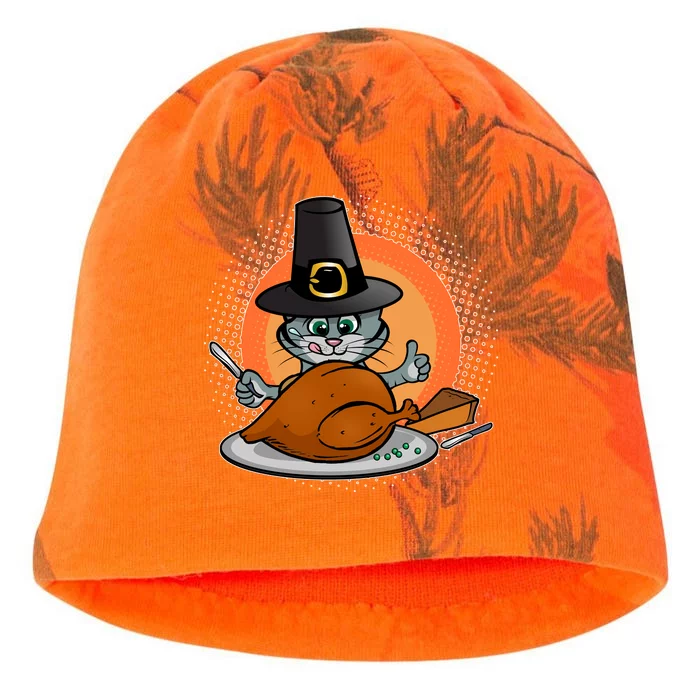 Cute Thanksgiving Happy Kitty Turkey Dinner Kati - Camo Knit Beanie