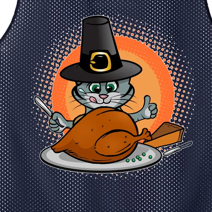 Cute Thanksgiving Happy Kitty Turkey Dinner Mesh Reversible Basketball Jersey Tank