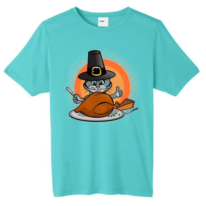 Cute Thanksgiving Happy Kitty Turkey Dinner ChromaSoft Performance T-Shirt