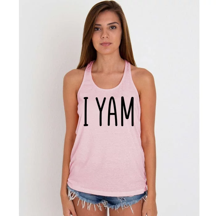 Cute Thanksgiving I Yam Women's Knotted Racerback Tank