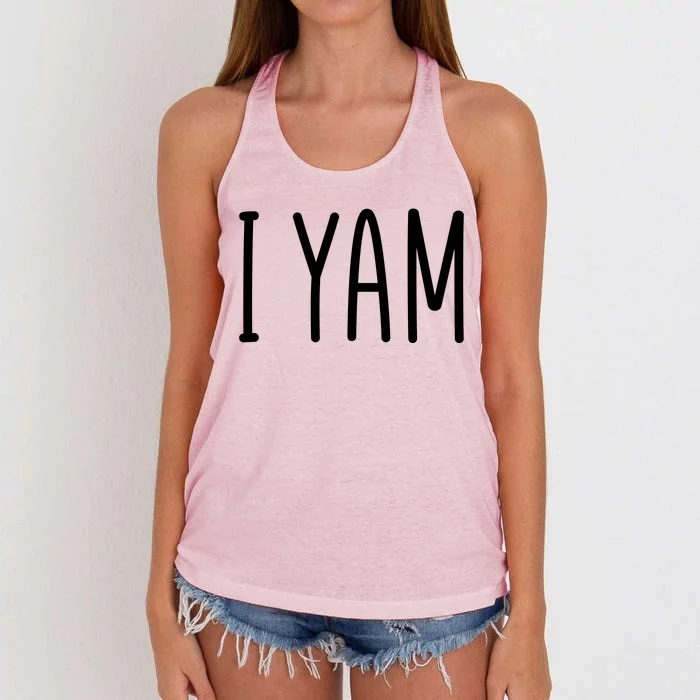 Cute Thanksgiving I Yam Women's Knotted Racerback Tank