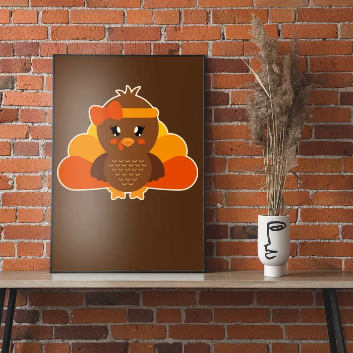 Cute Thanksgiving Little Turkey Girl Poster