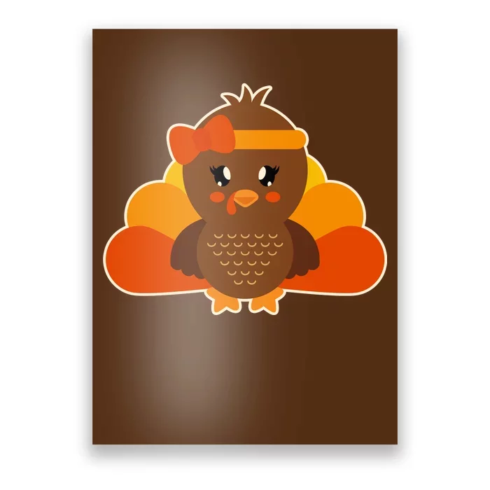 Cute Thanksgiving Little Turkey Girl Poster