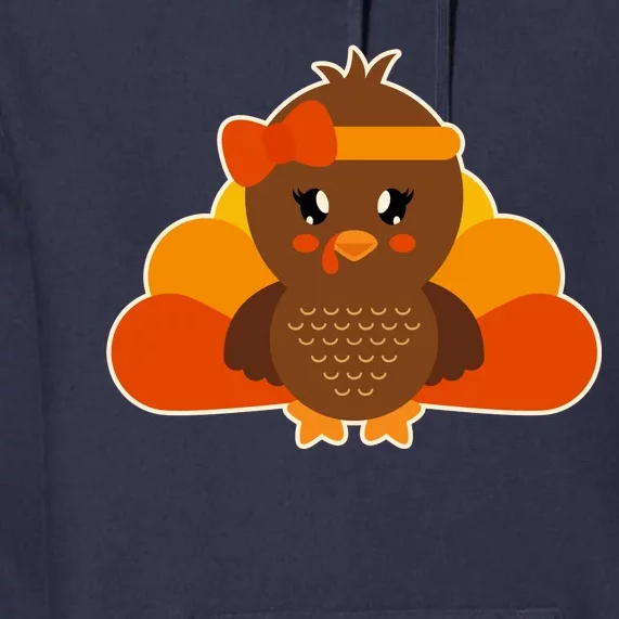 Cute Thanksgiving Little Turkey Girl Premium Hoodie