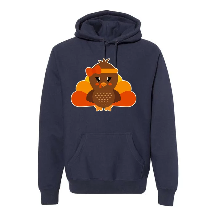 Cute Thanksgiving Little Turkey Girl Premium Hoodie