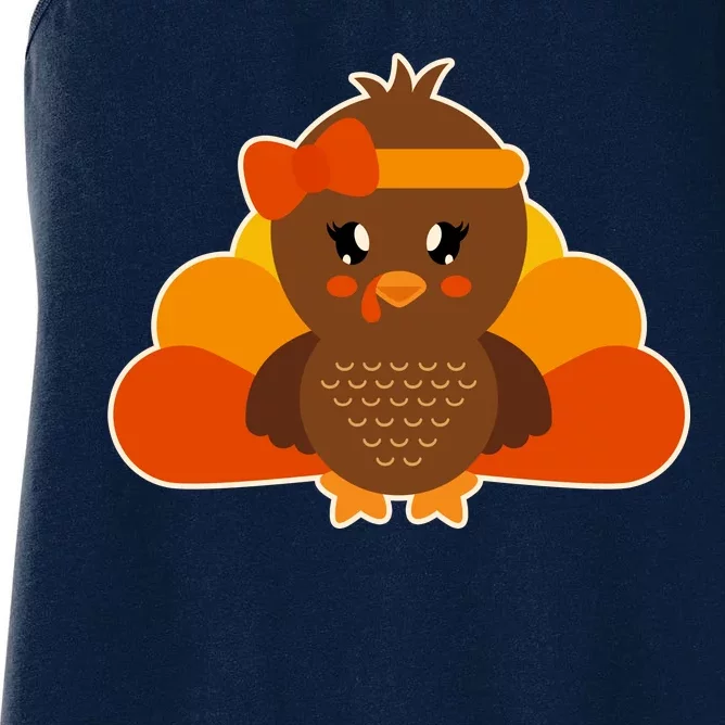 Cute Thanksgiving Little Turkey Girl Women's Racerback Tank